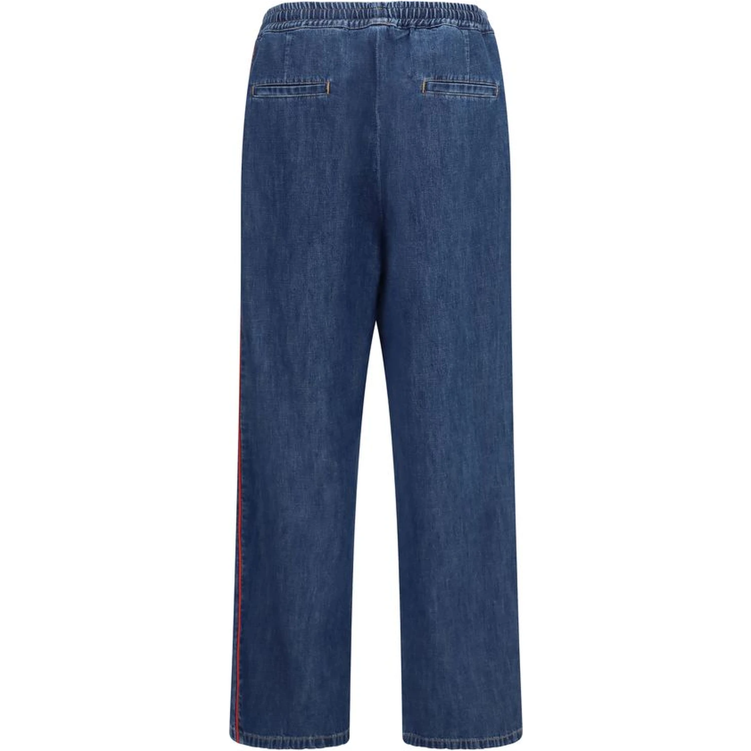Blue Polyester Casual Pants