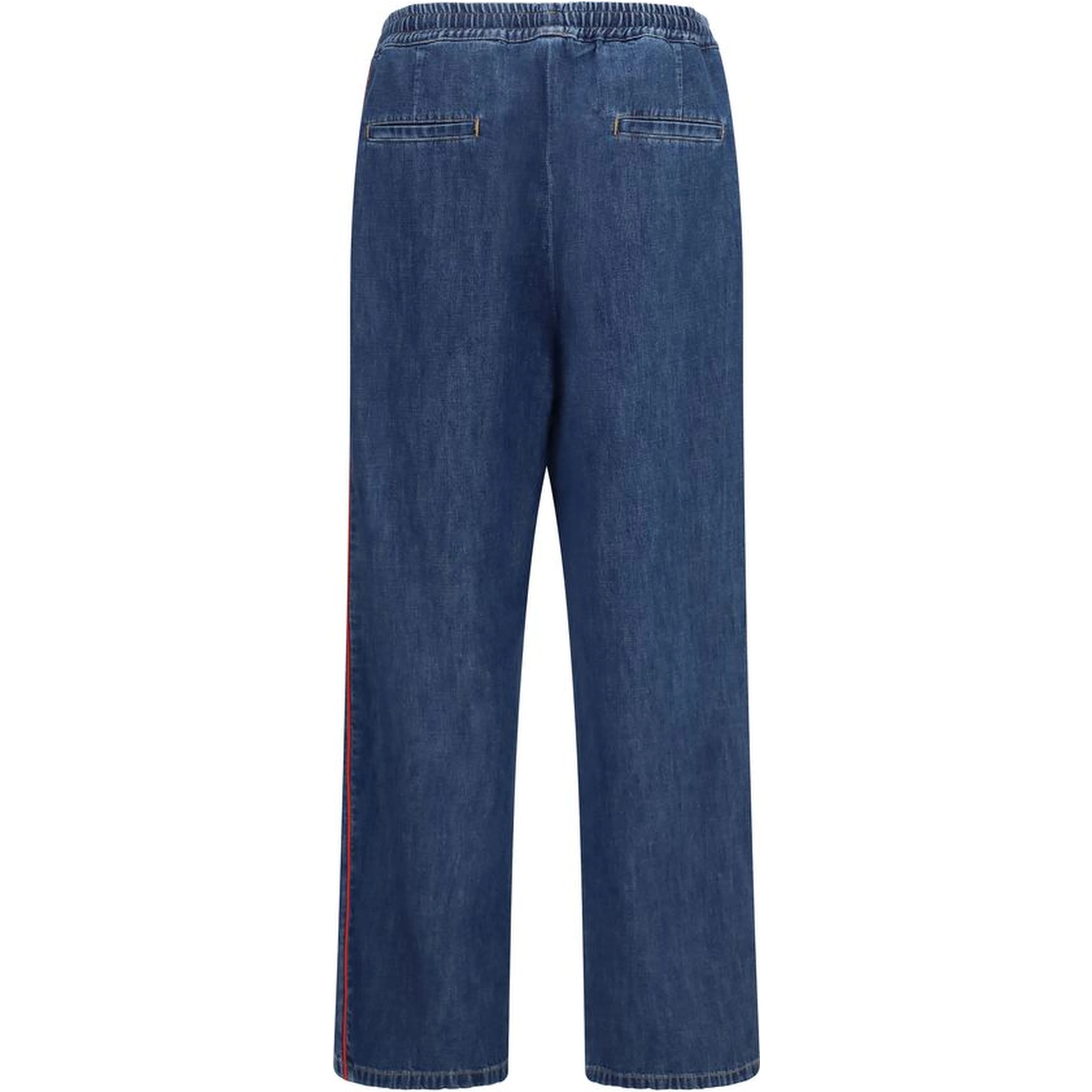 Blue Polyester Casual Pants