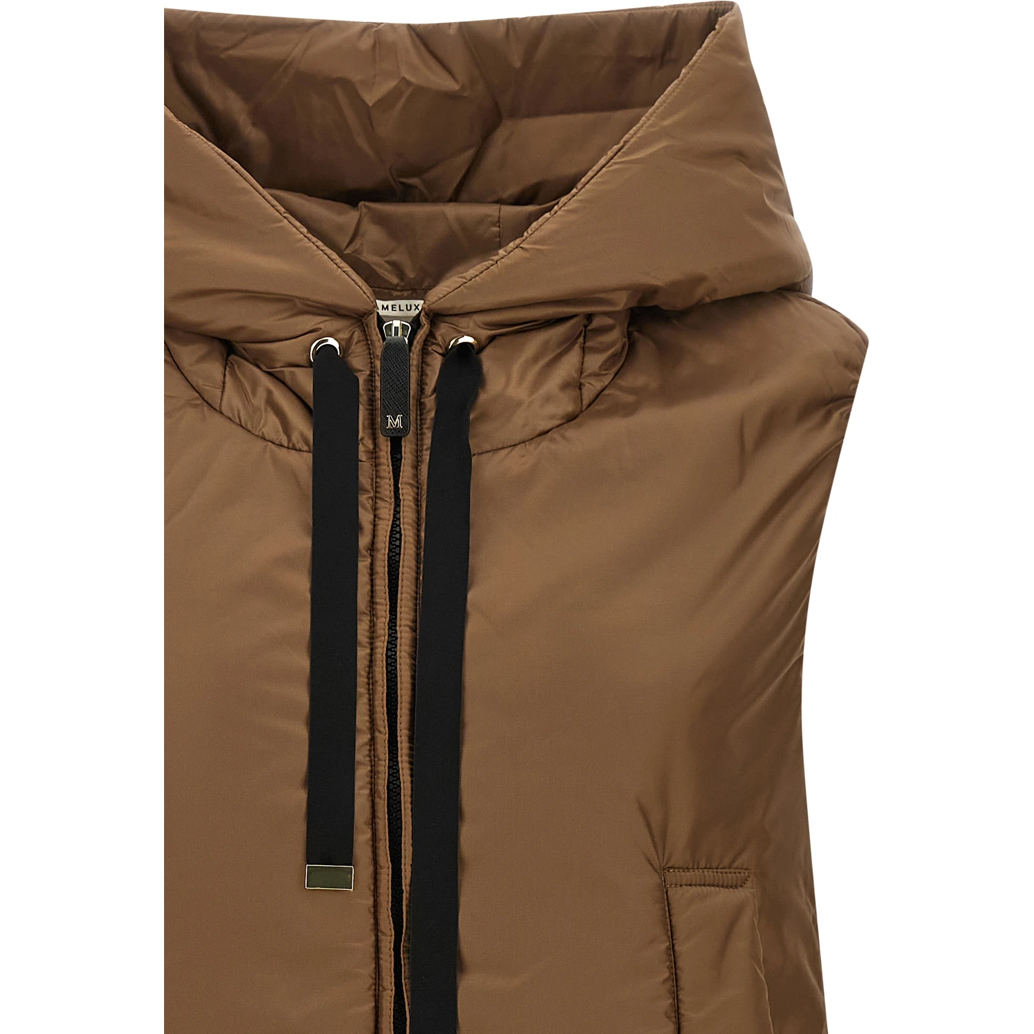 Brown Polyester Sleeveless Jacket