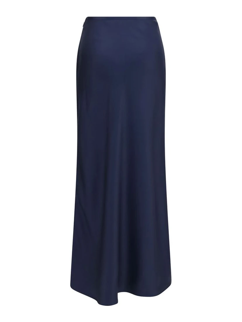 Blue Silk Long Skirt