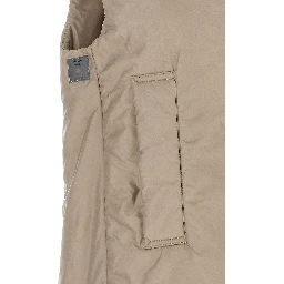 Beige Polyester Sleeveless Jacket
