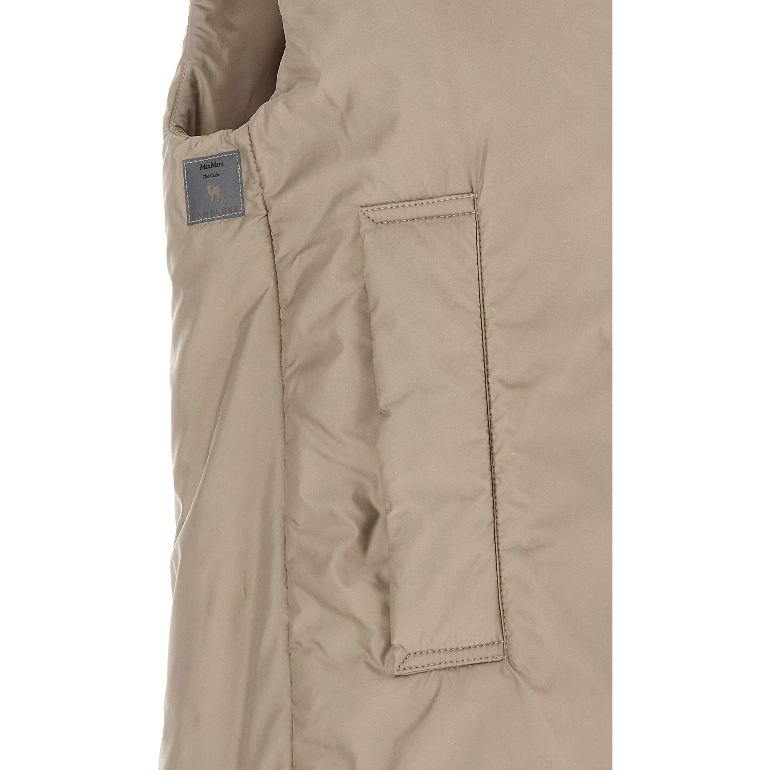 Beige Polyester Sleeveless Jacket