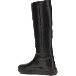 Black Calf Leather Bos Taurus Flat Boots
