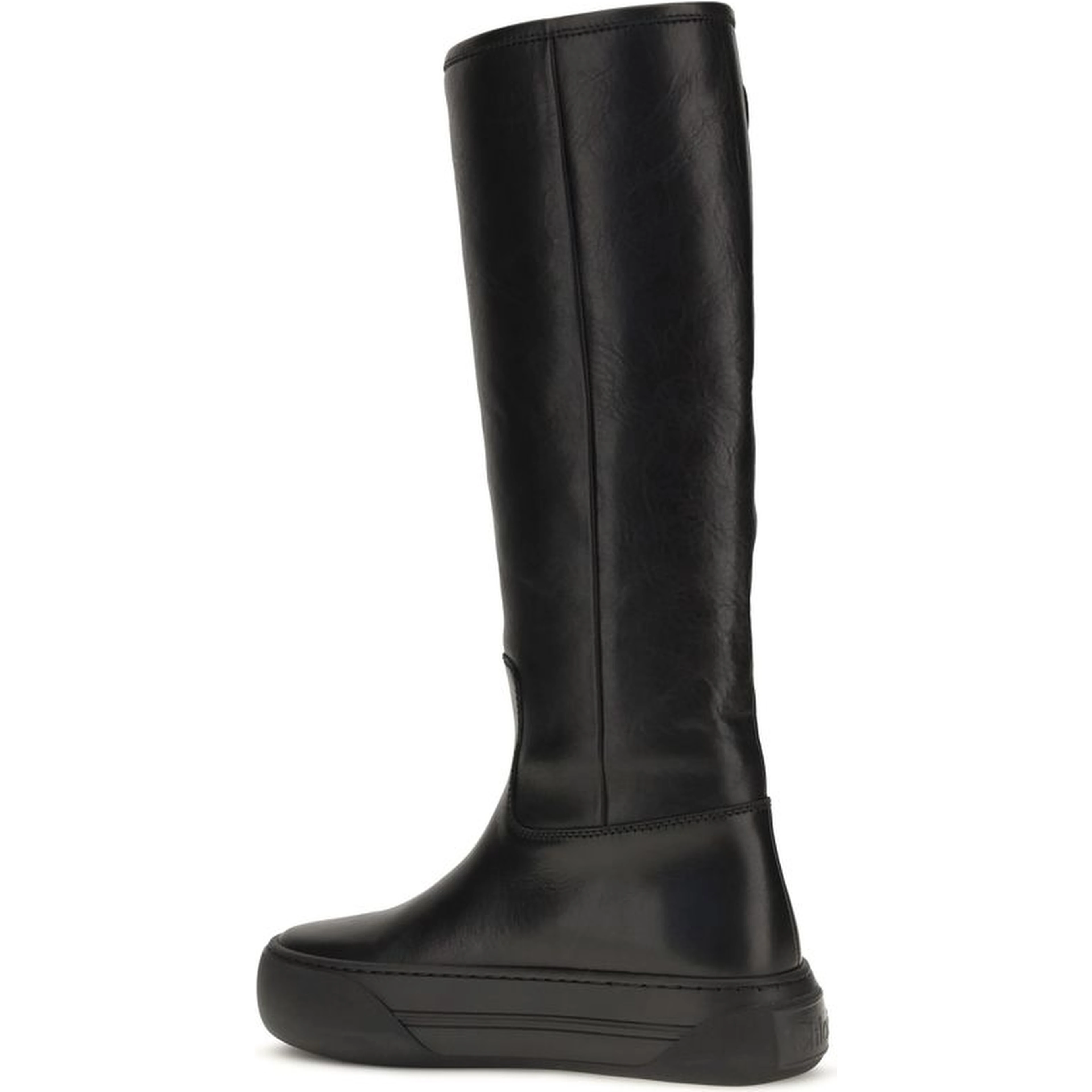 Black Calf Leather Bos Taurus Flat Boots