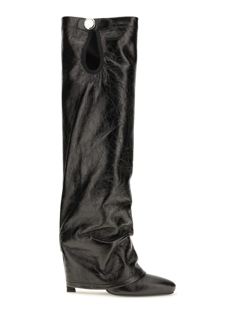 Black Calf Leather Bos Taurus Ankle Boots
