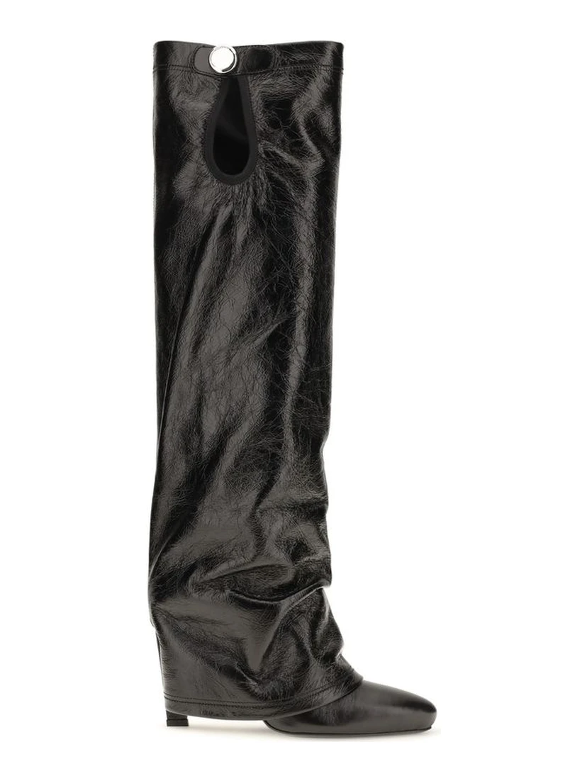 Black Calf Leather Bos Taurus Ankle Boots