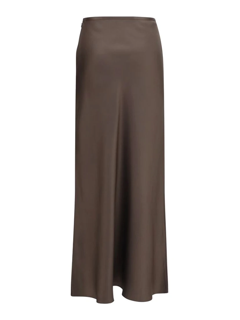 Brown Silk Long Skirt