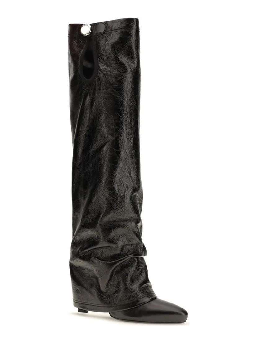 Black Calf Leather Bos Taurus Ankle Boots