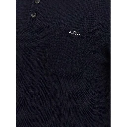 Blue Virgin Wool Polo Shirt