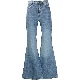 Blue Cotton Flared Jeans
