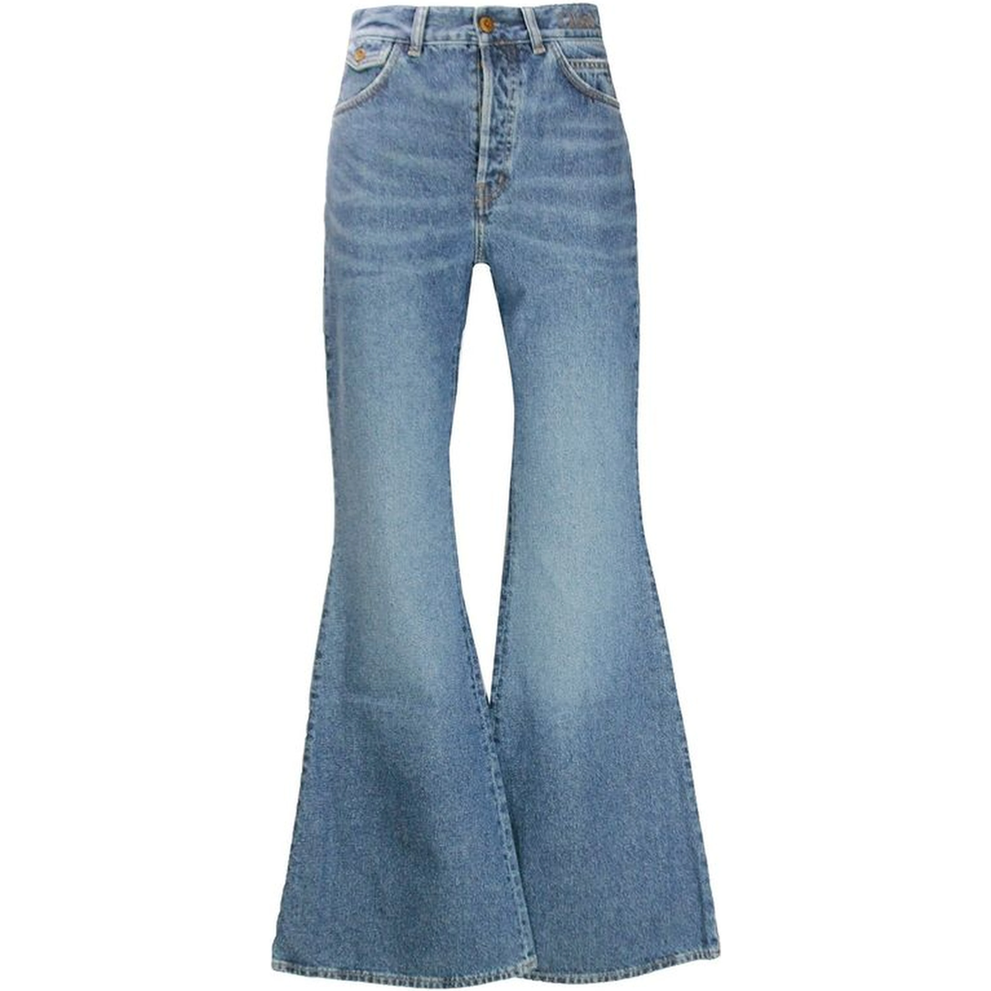 Blue Cotton Flared Jeans