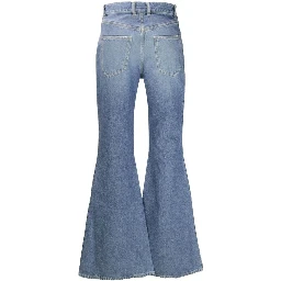 Blue Cotton Flared Jeans