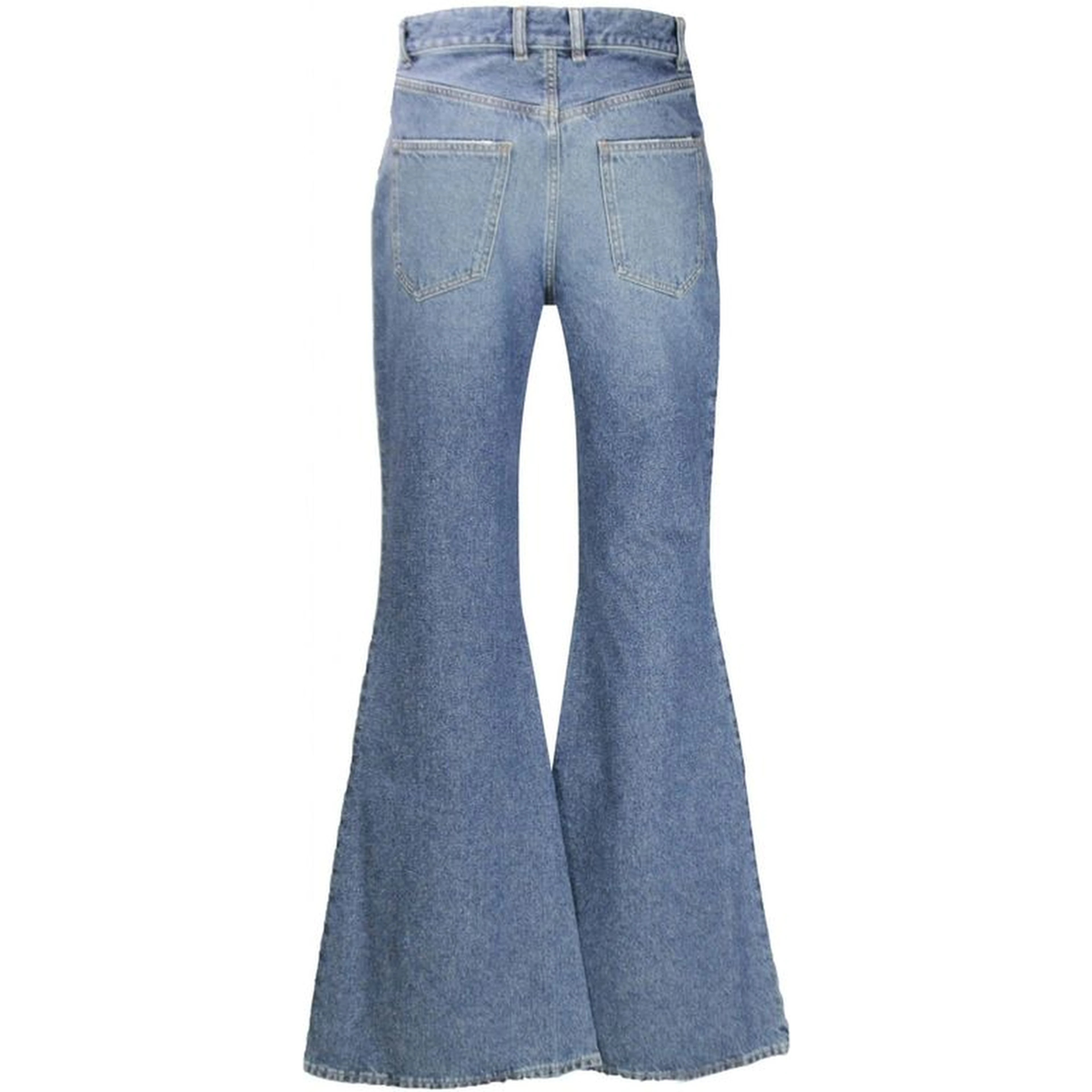 Blue Cotton Flared Jeans