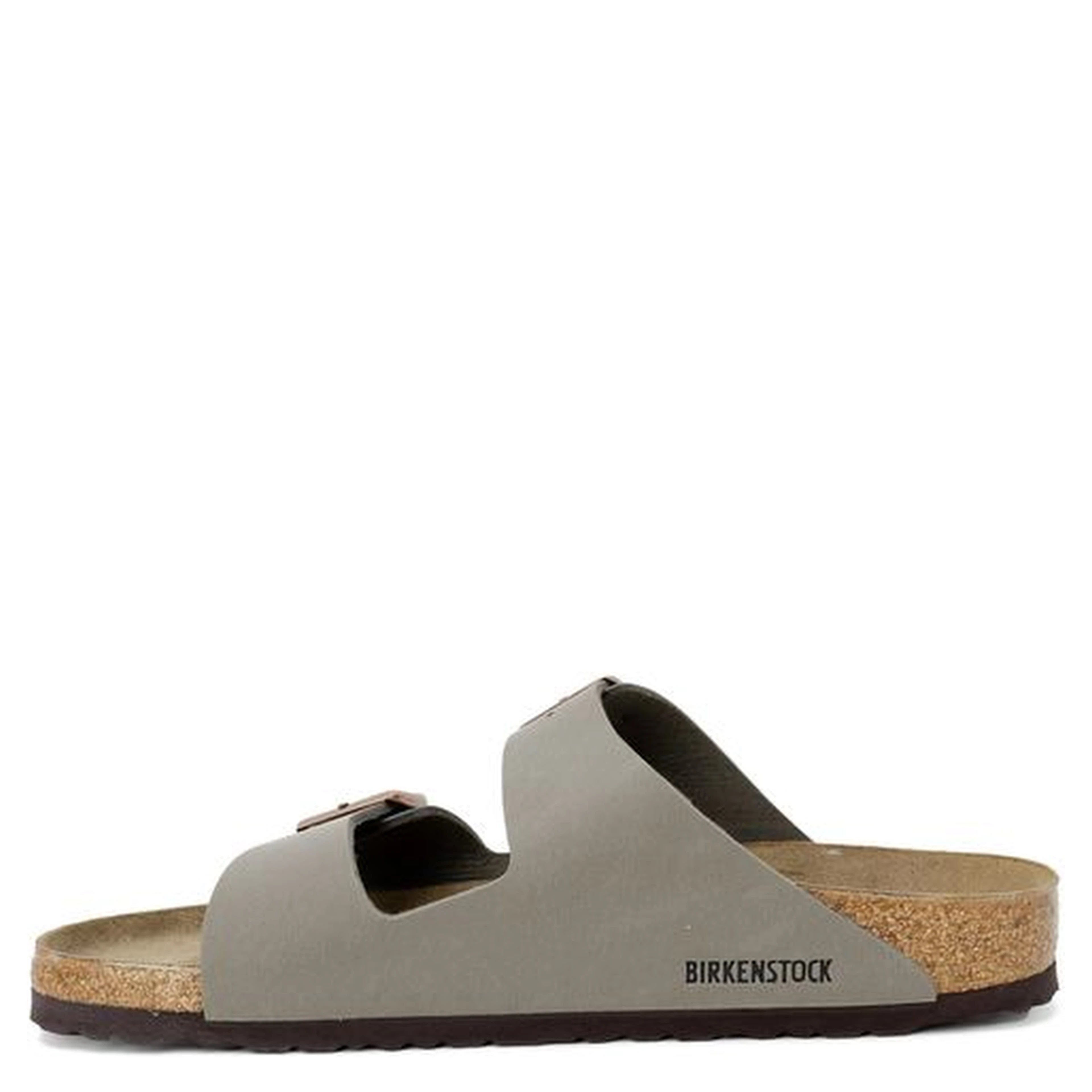 Gray Leather Flat Sandals