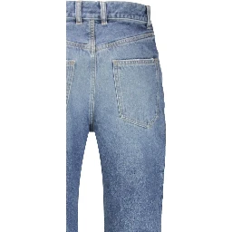 Blue Cotton Flared Jeans