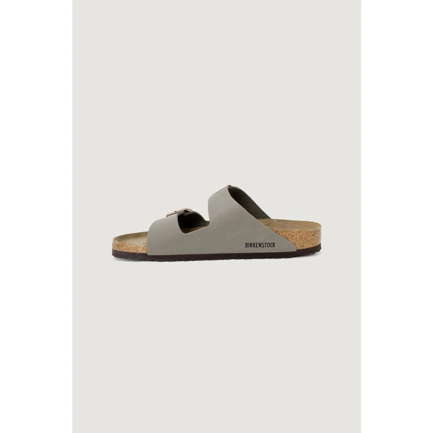 Gray Leather Flat Sandals