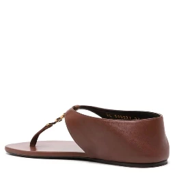 Brown Lamb Leather Flip-Flop Sandals