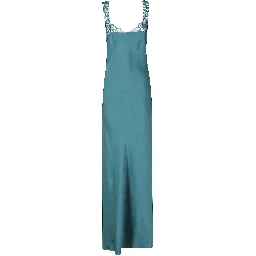ENVERS SATIN LACE NECKLINE LONG DRESS