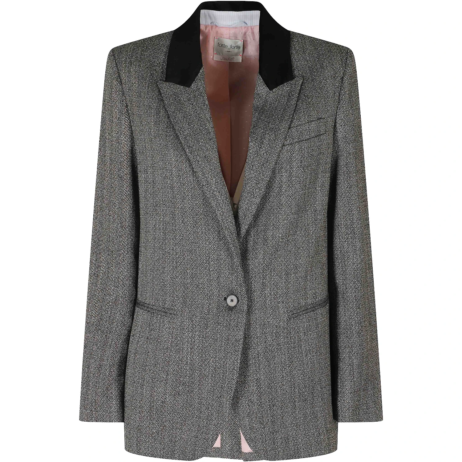 VELVET COLLAR JASP CHEVRON BLAZER