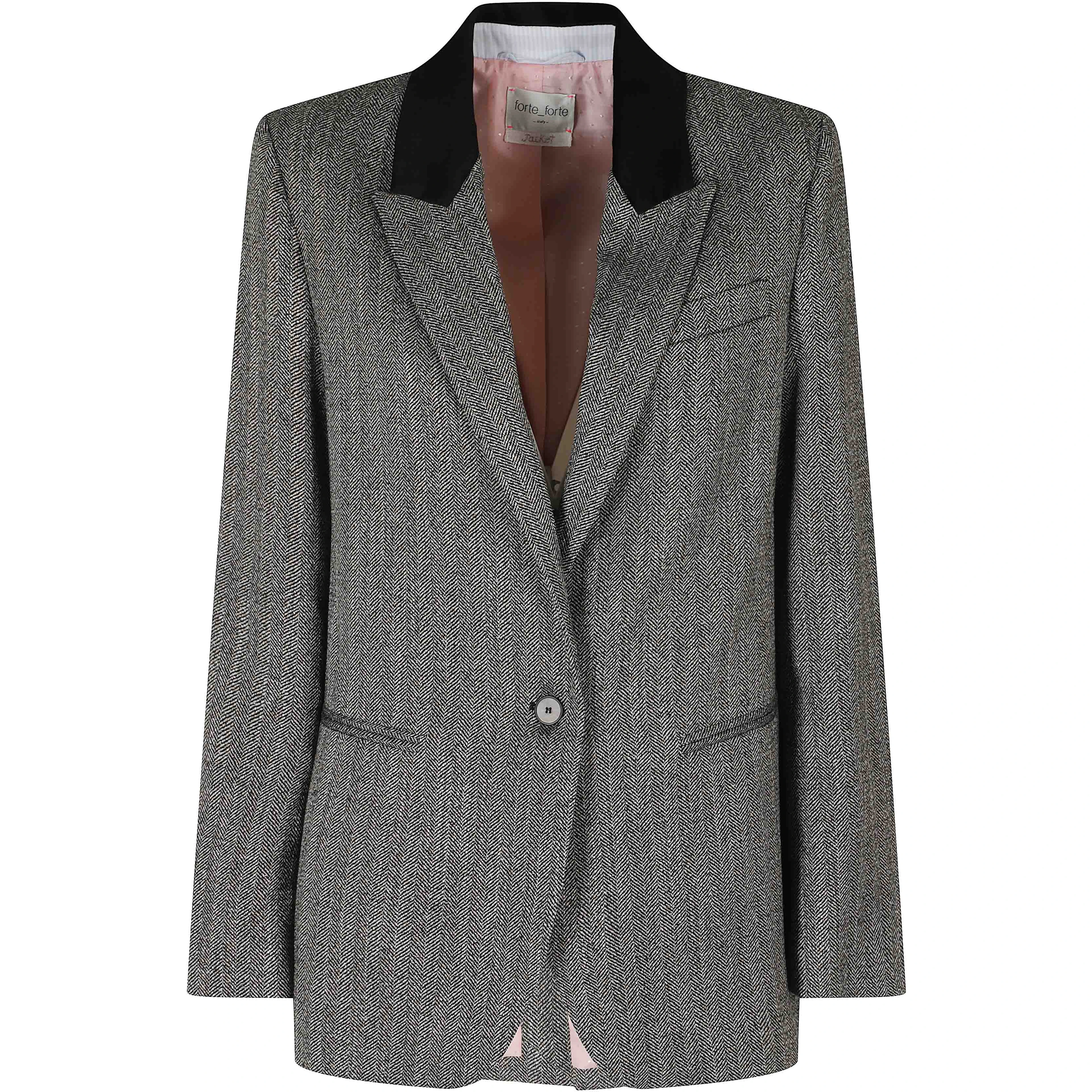 VELVET COLLAR JASP CHEVRON BLAZER
