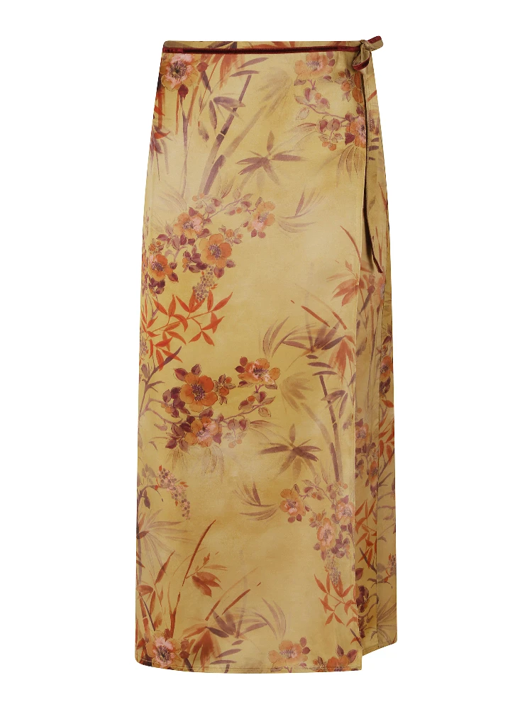 LE BAMBOU SECRET PRINT SATIN SKIRT