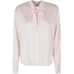 HEAVY STRETCH SILK SATIN BOW TIE SHIRT