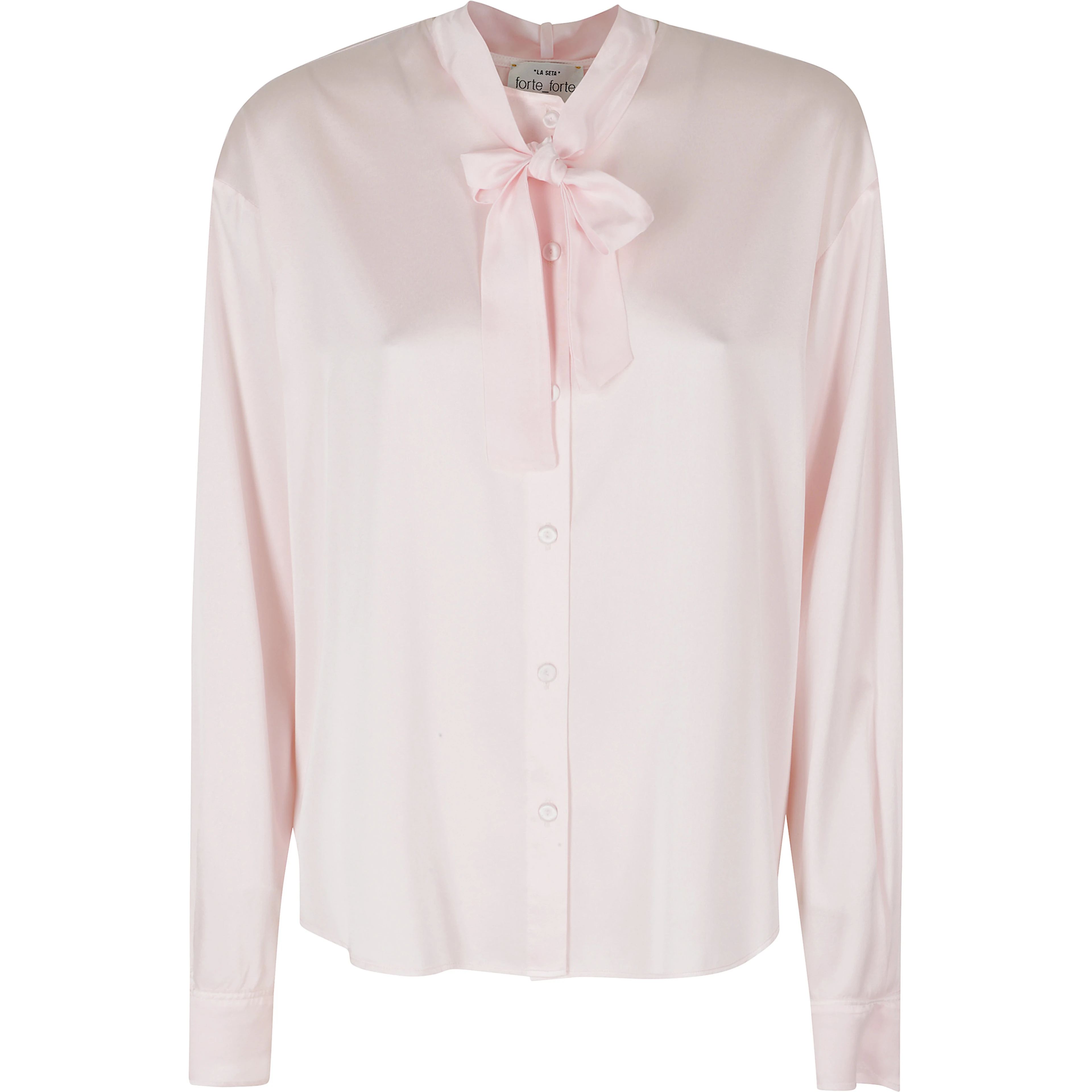 HEAVY STRETCH SILK SATIN BOW TIE SHIRT