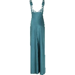 ENVERS SATIN LACE NECKLINE LONG DRESS