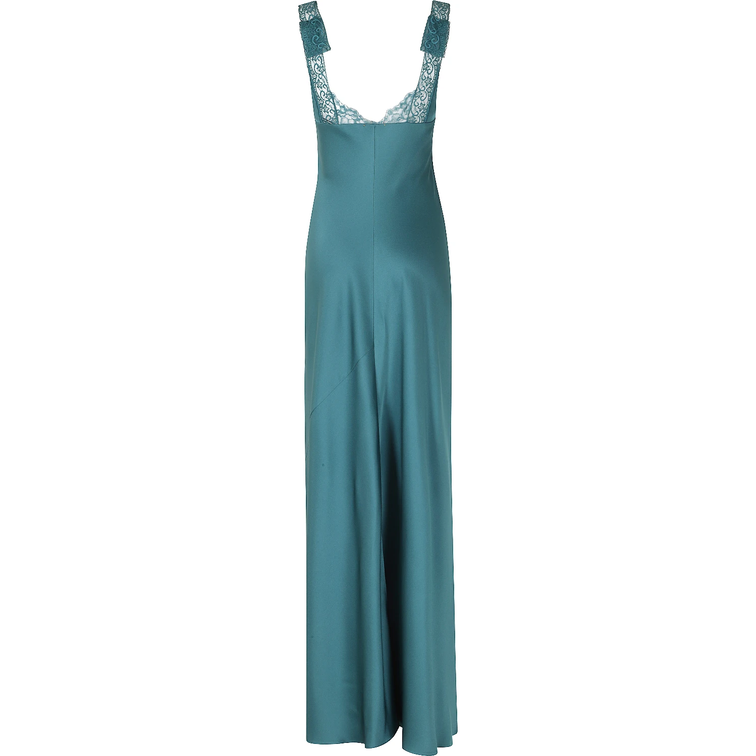 ENVERS SATIN LACE NECKLINE LONG DRESS