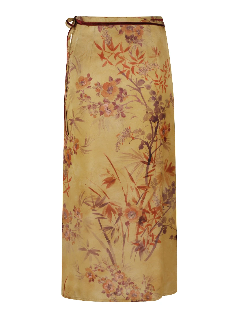 LE BAMBOU SECRET PRINT SATIN SKIRT