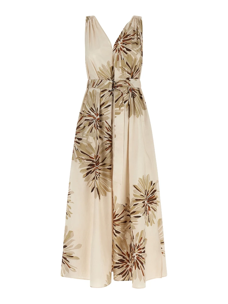 Beige Cotton Midi Dress