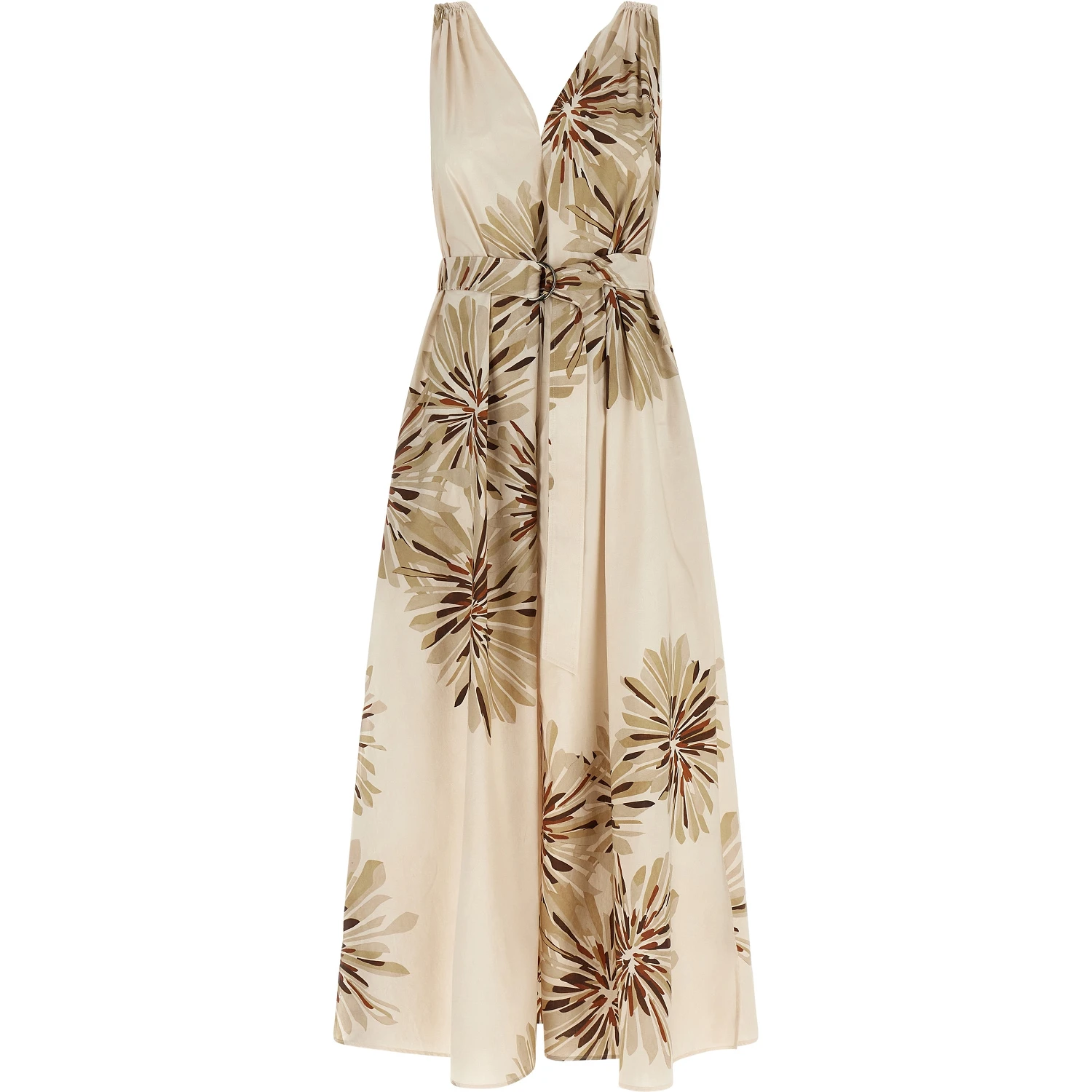 Beige Cotton Midi Dress