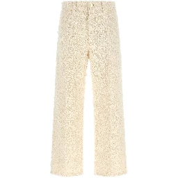 Beige Cotton Casual Pants