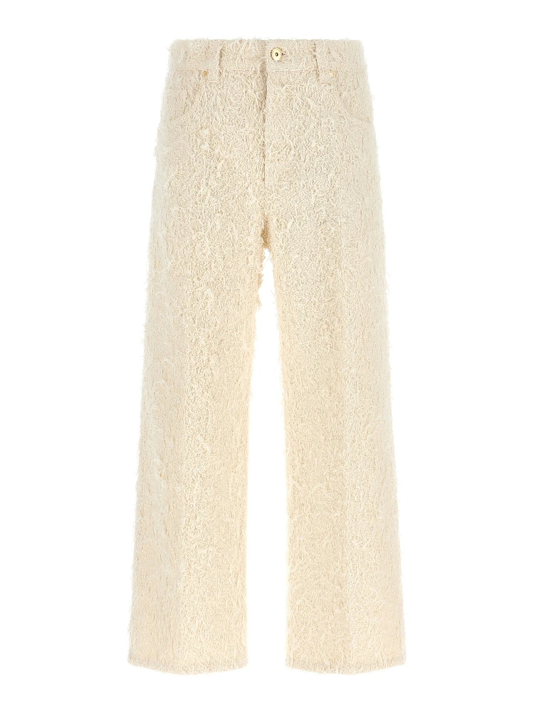 Beige Cotton Casual Pants