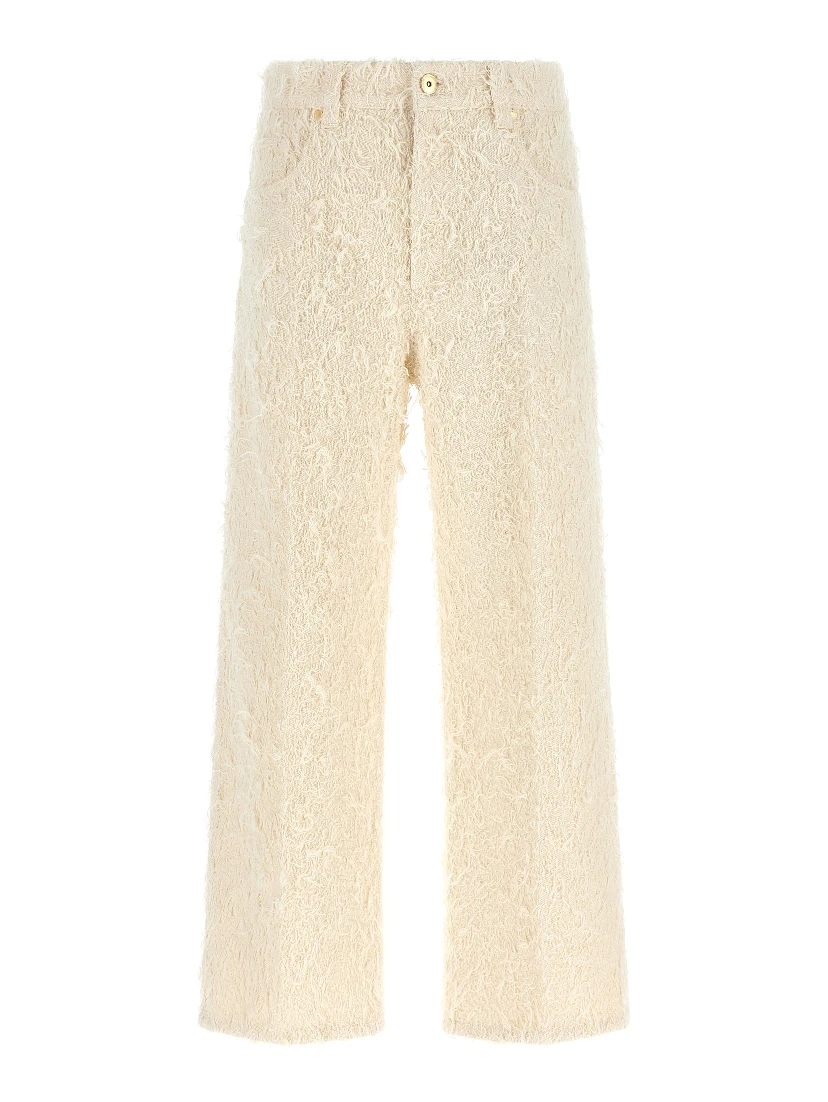 Beige Cotton Casual Pants
