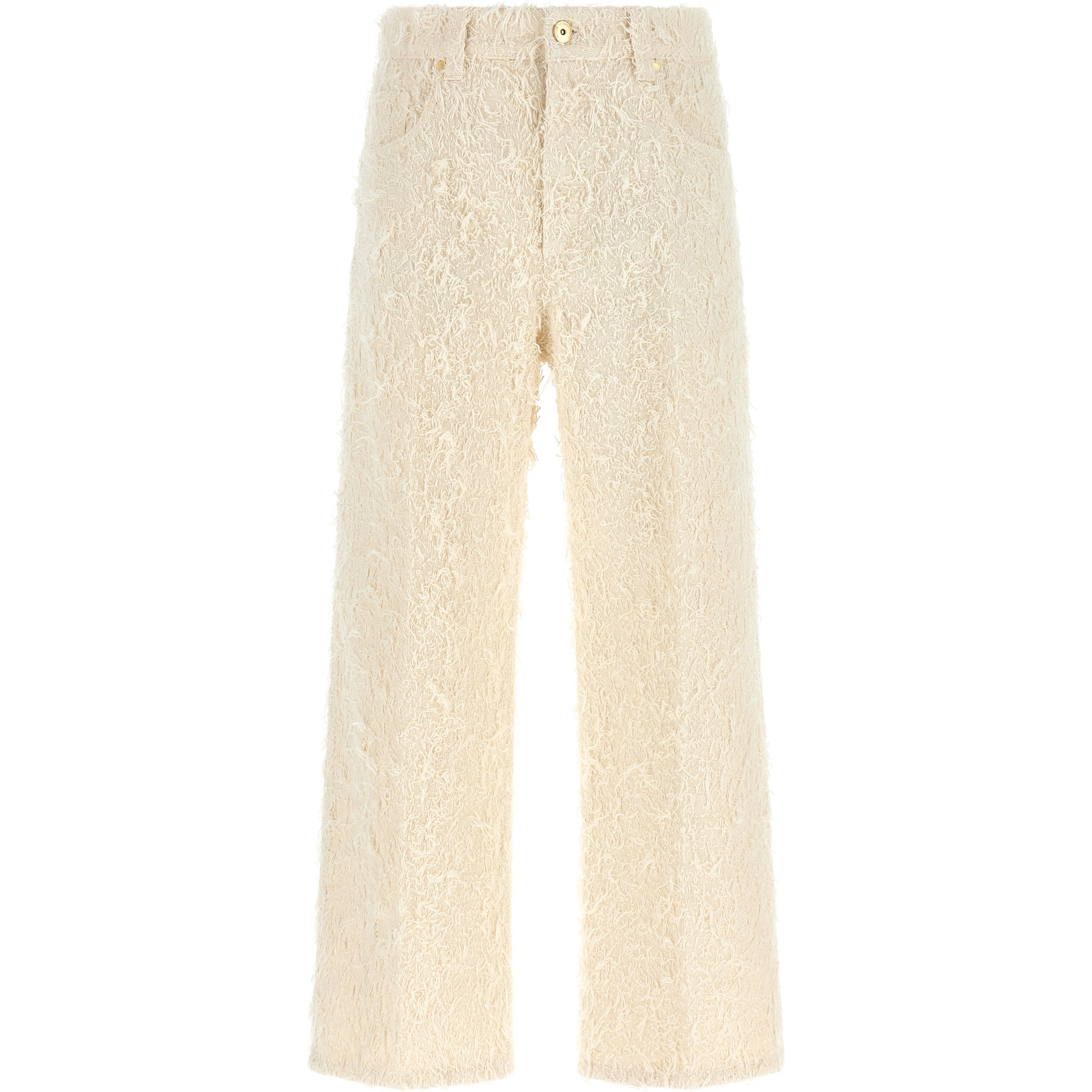 Beige Cotton Casual Pants