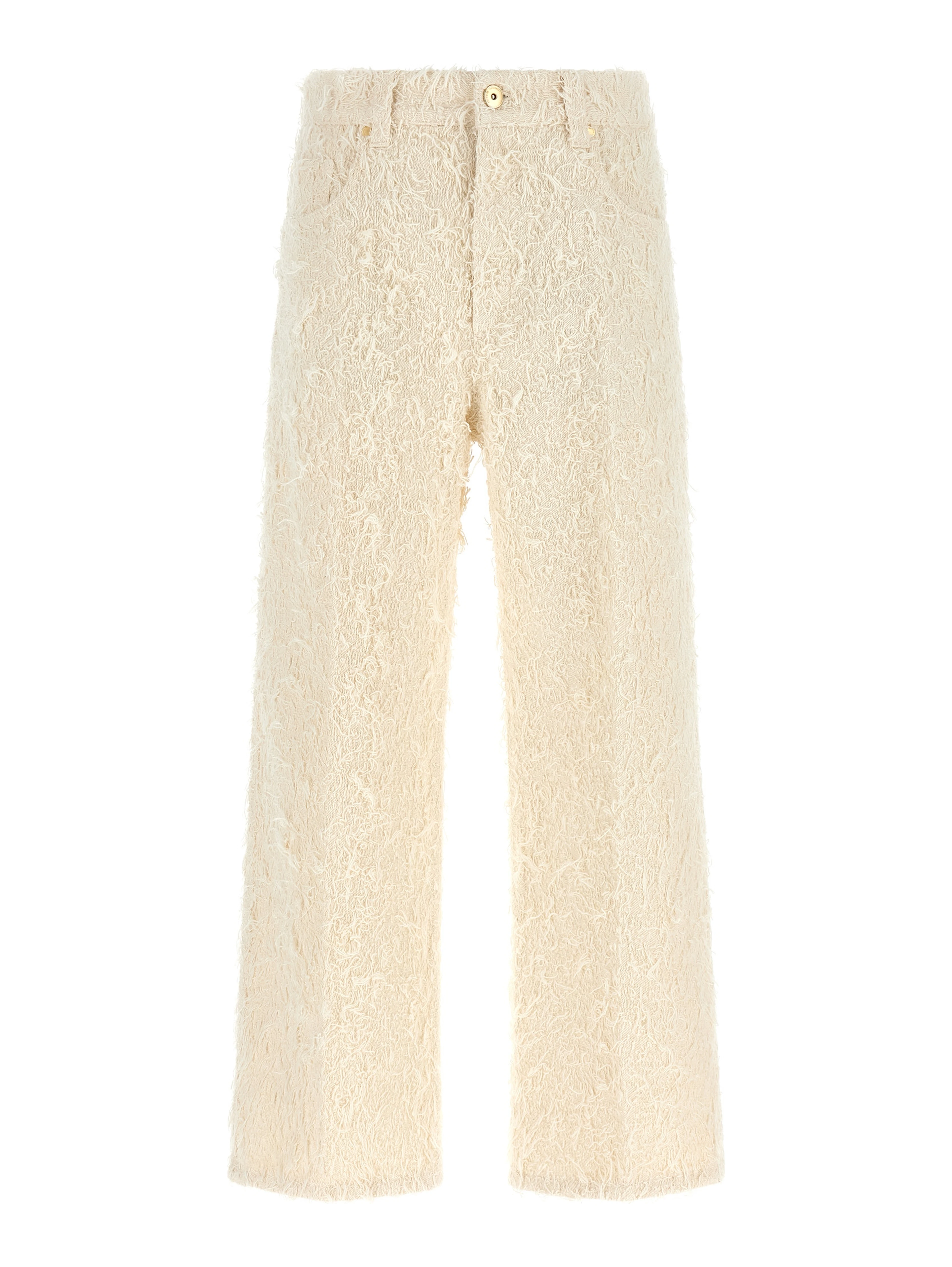 Beige Cotton Casual Pants