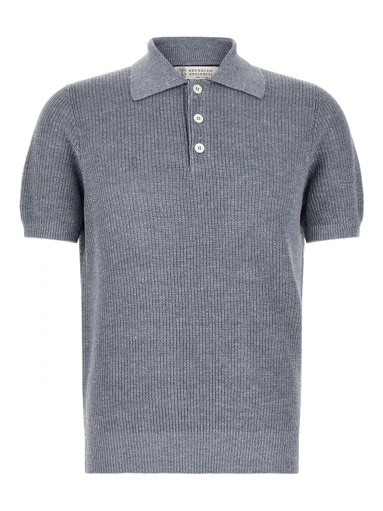 Blue Linen Polo Shirt