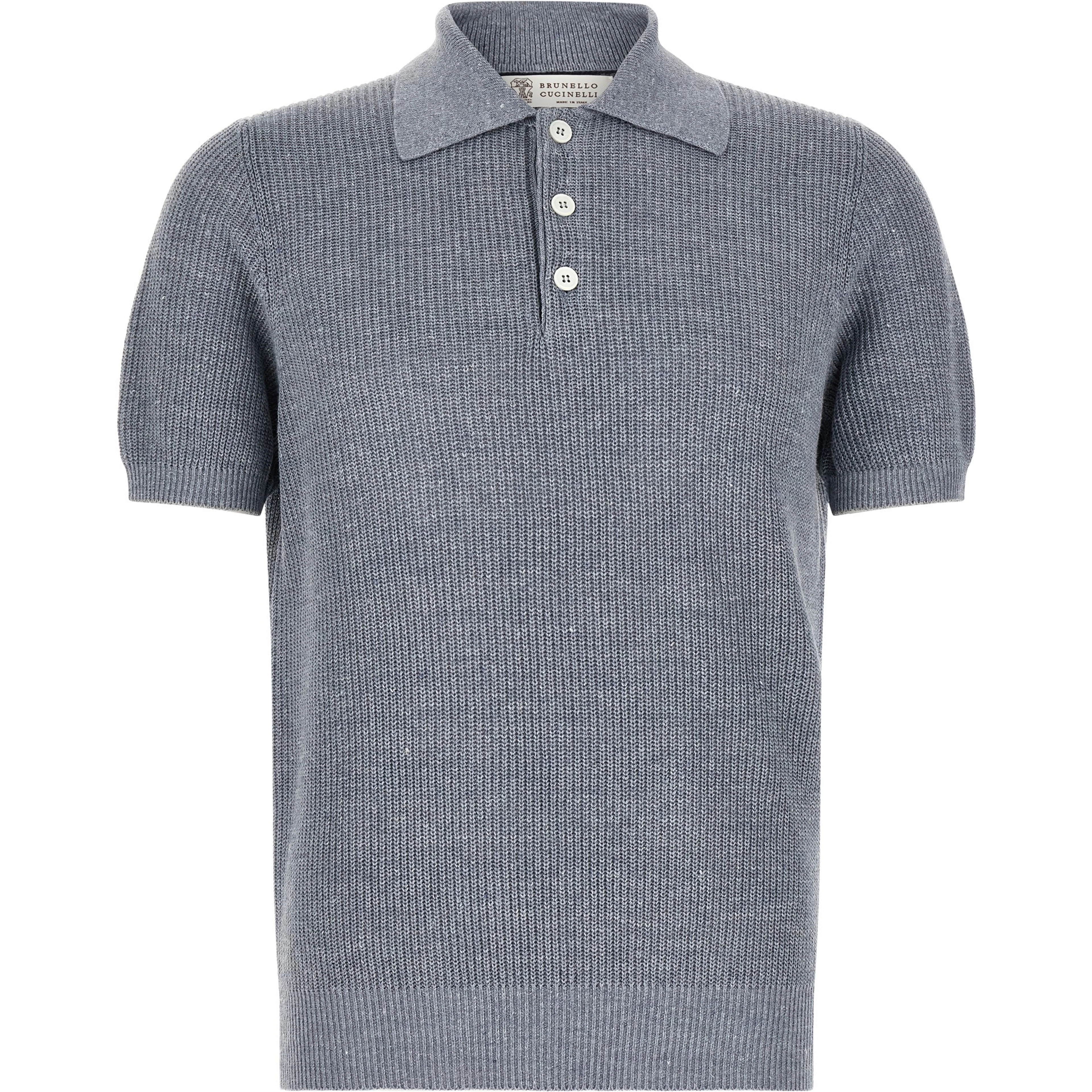 Blue Linen Polo Shirt