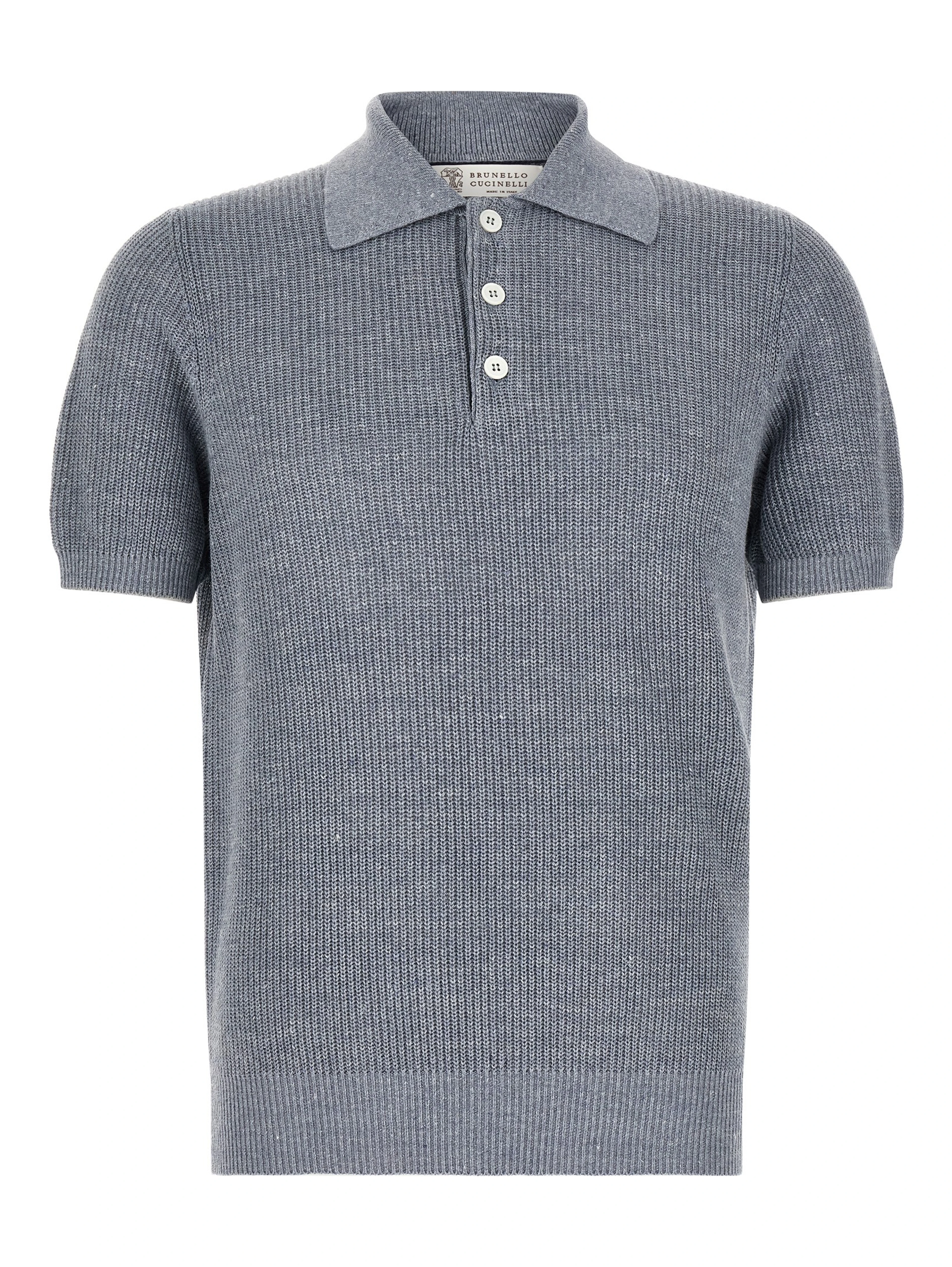 Blue Linen Polo Shirt