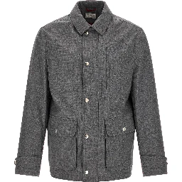 Gray Virgin Wool Full-Length Jacket