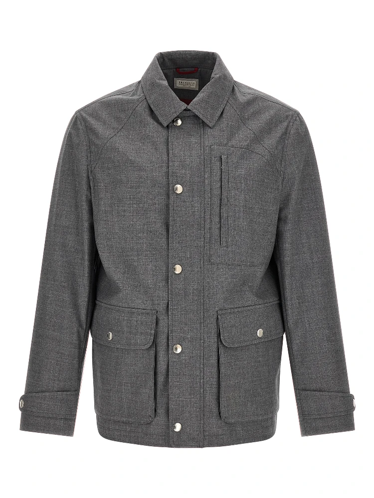 Gray Virgin Wool Full-Length Jacket