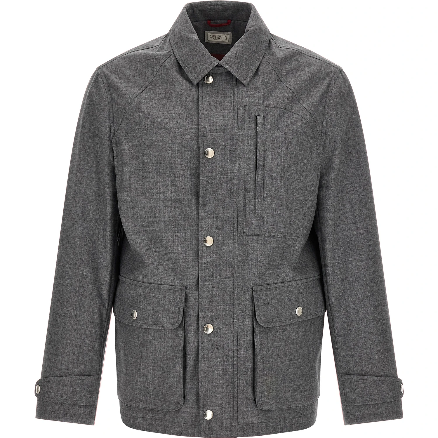 Gray Virgin Wool Full-Length Jacket