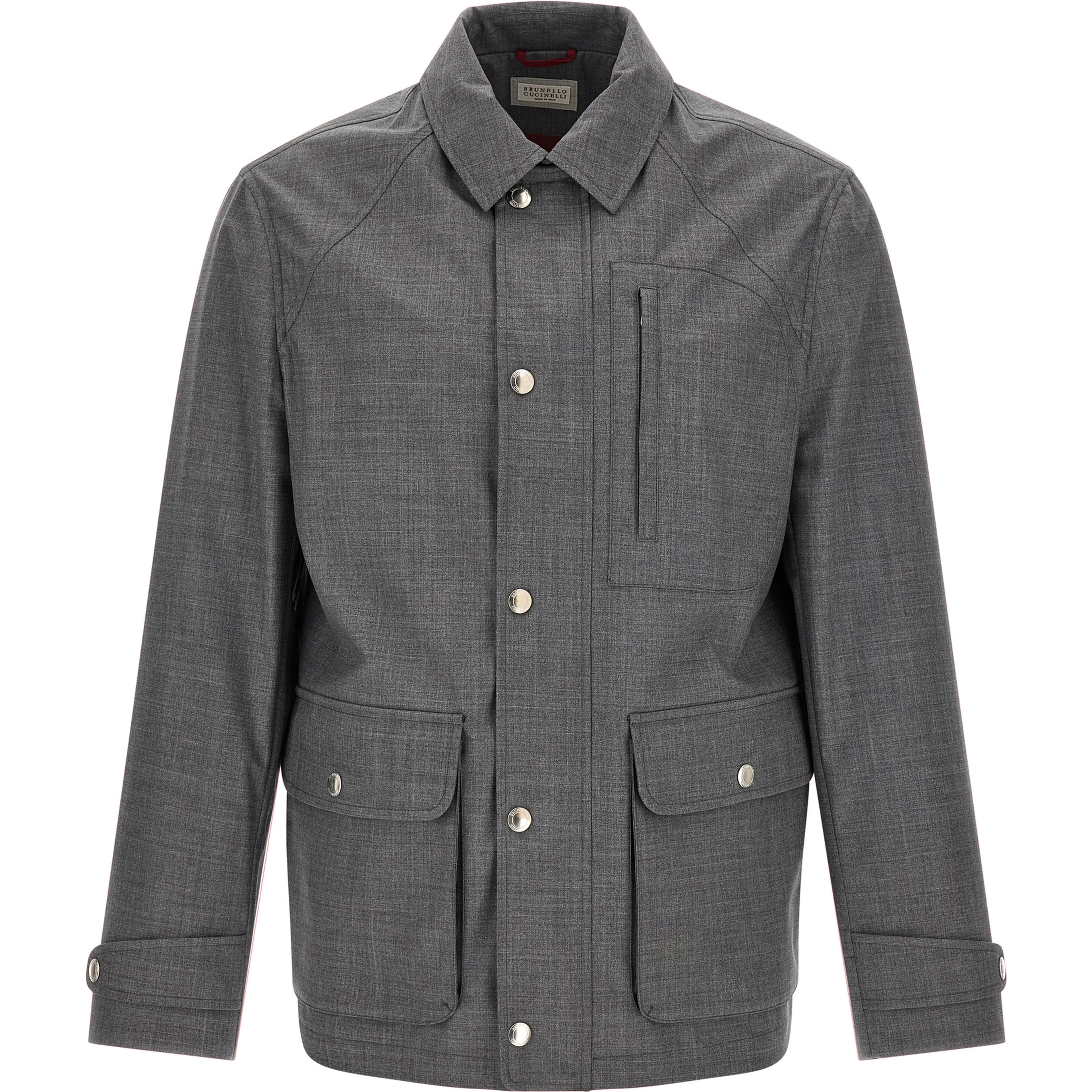 Gray Virgin Wool Full-Length Jacket