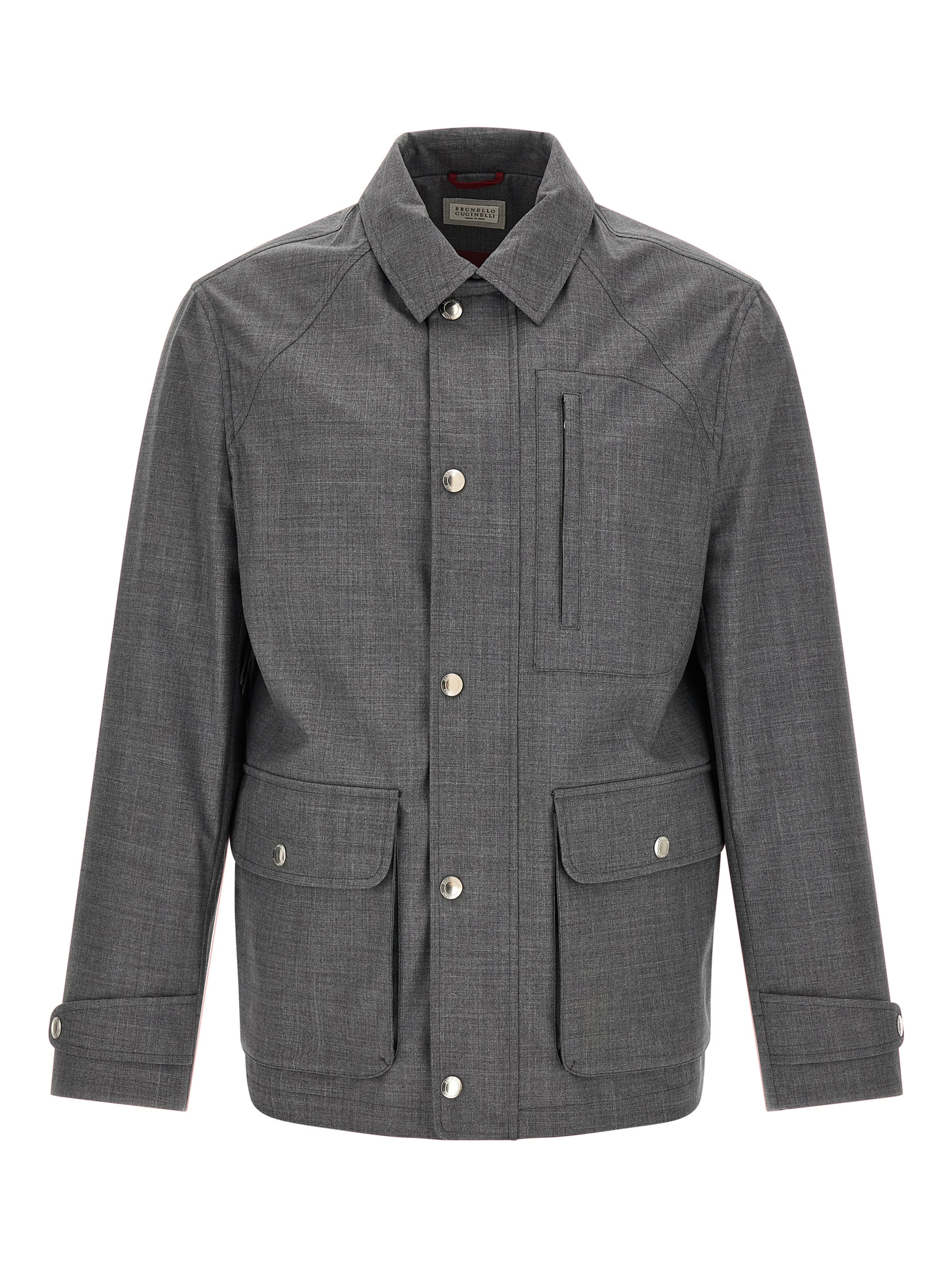 Gray Virgin Wool Full-Length Jacket