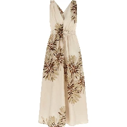 Beige Cotton Midi Dress