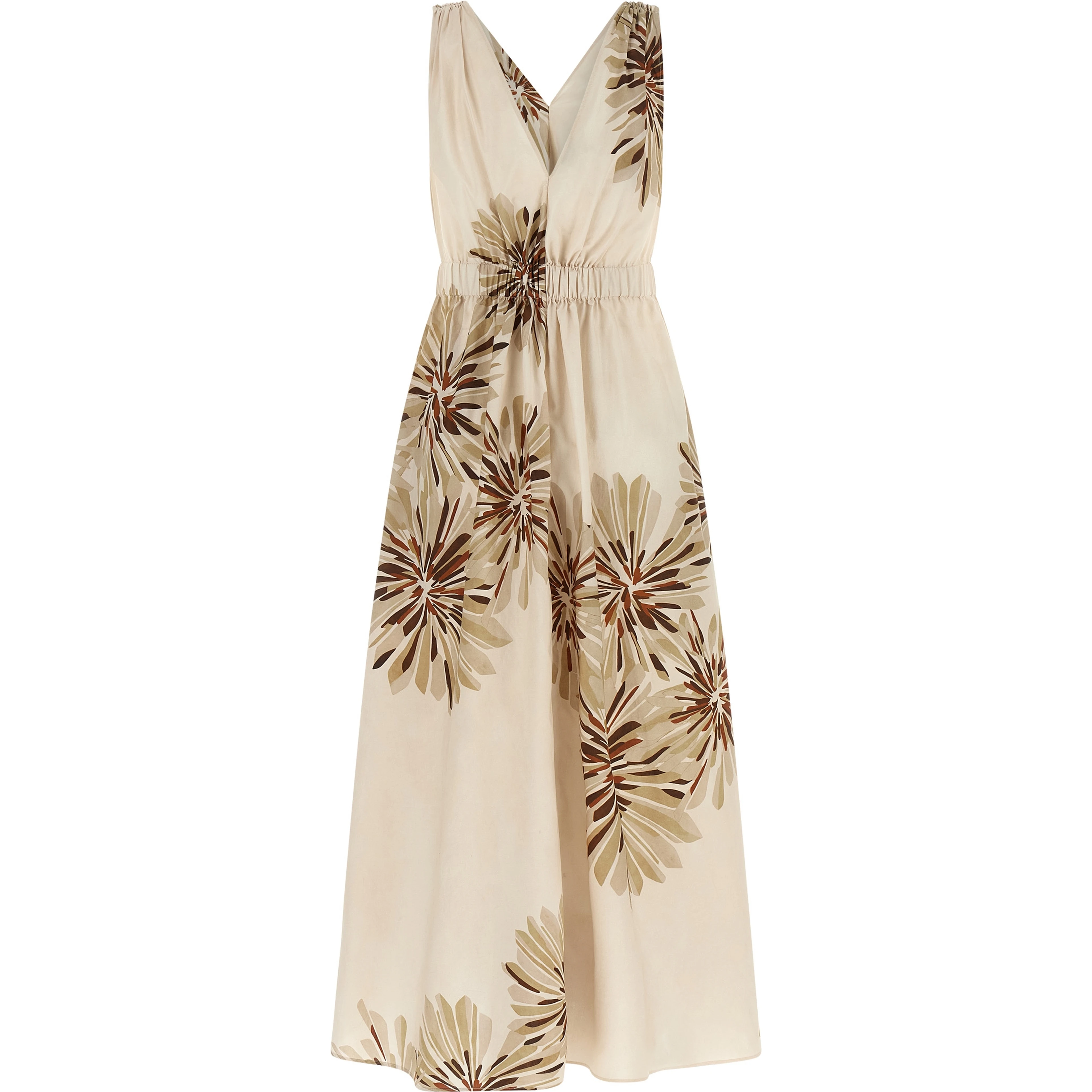 Beige Cotton Midi Dress