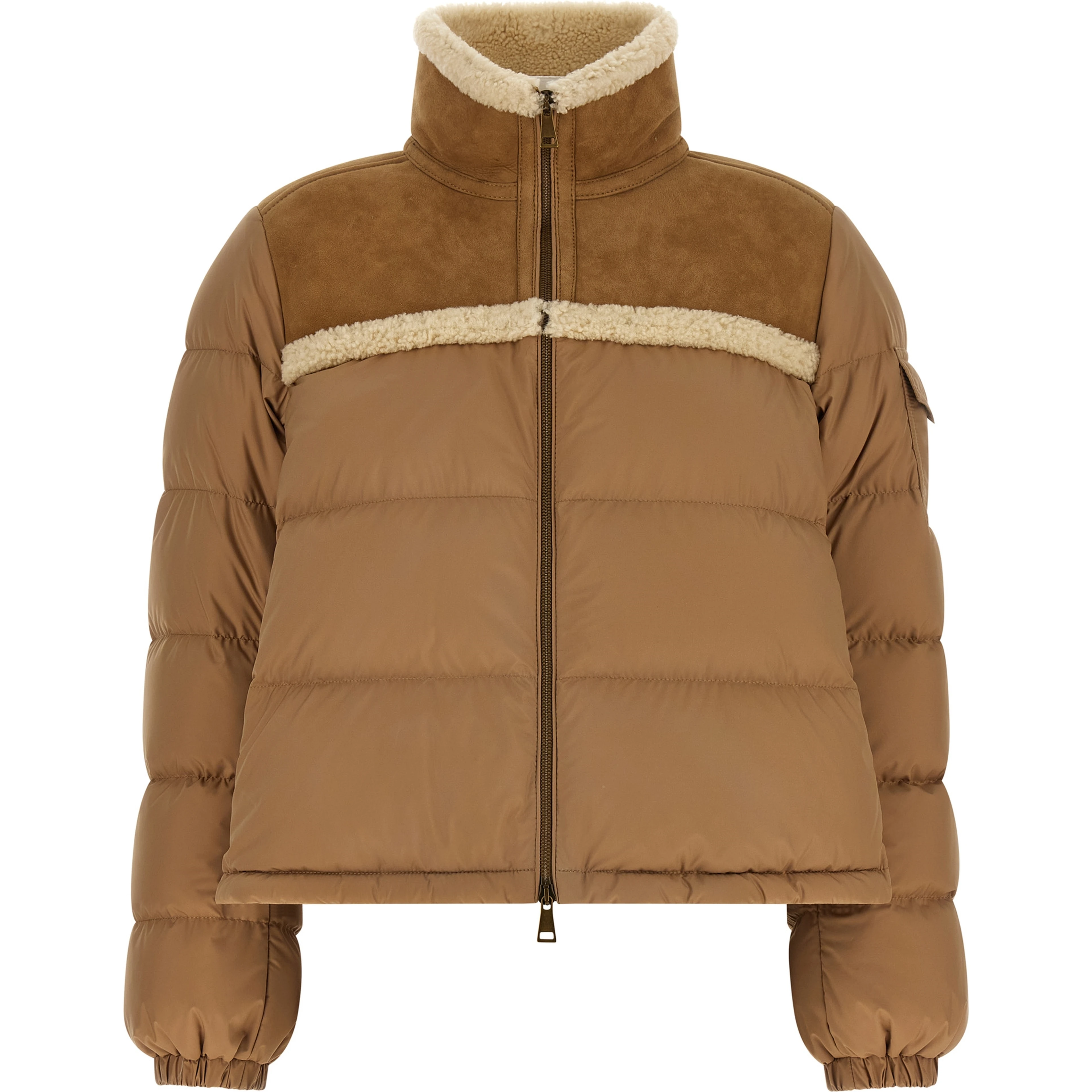 Beige Polyester Full-Length Jacket