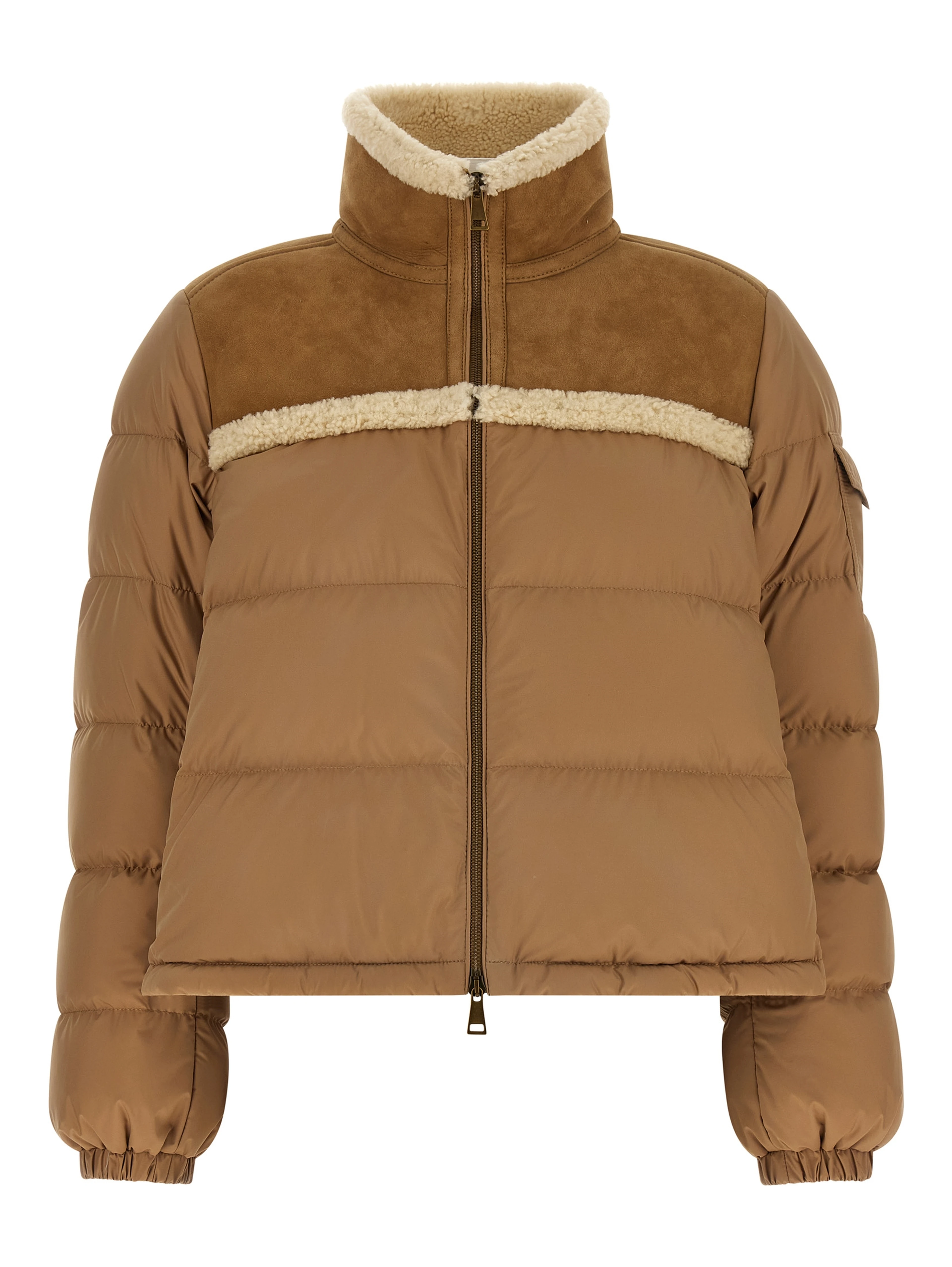 Beige Polyester Full-Length Jacket