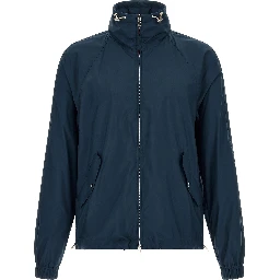 Blue Polyester Full-Length Jacket